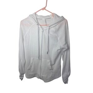 Calvin Klein Performance Womens White Full Zip Hoodie Sweatshirt Size M Textured